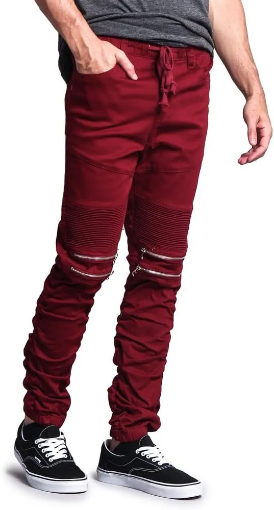Zipper Knee Biker Twill Jogger Pants