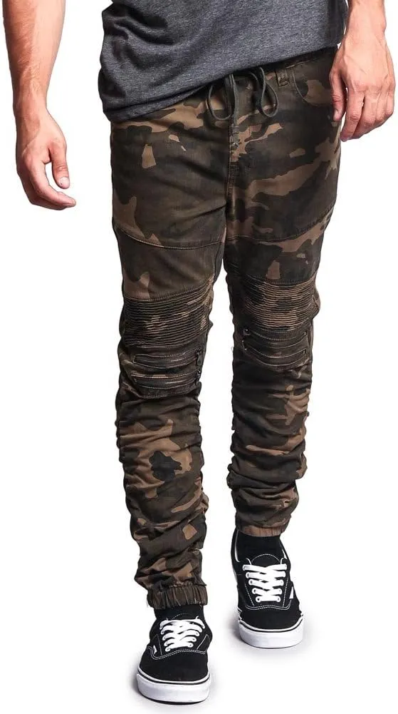 Zipper Knee Biker Twill Jogger Pants