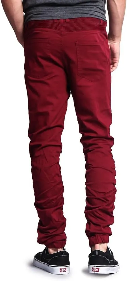 Zipper Knee Biker Twill Jogger Pants