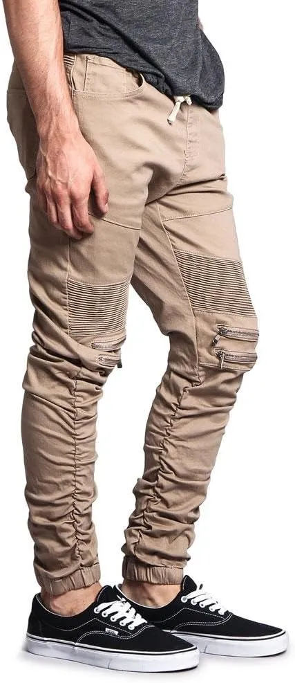 Zipper Knee Biker Twill Jogger Pants