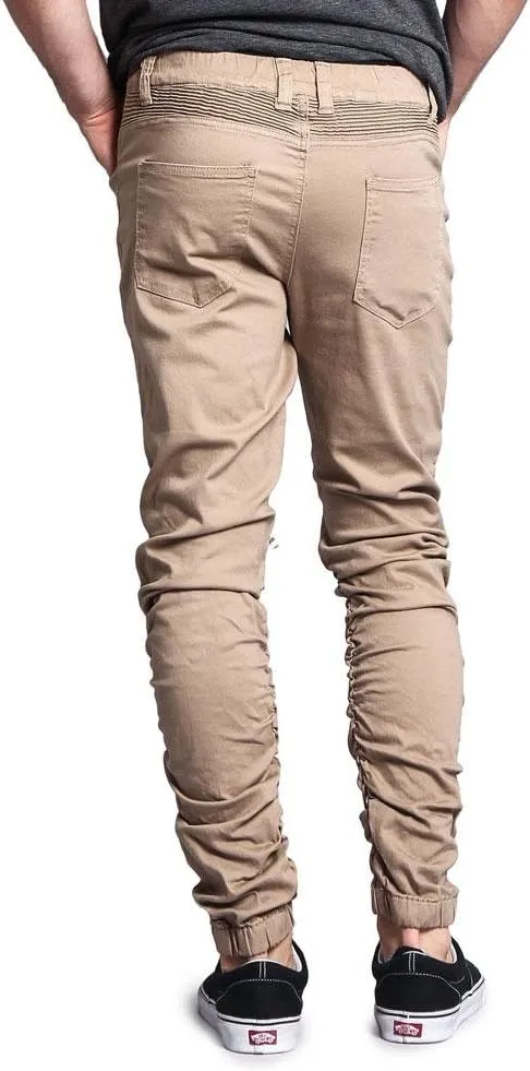 Zipper Knee Biker Twill Jogger Pants