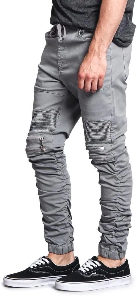 Zipper Knee Biker Twill Jogger Pants