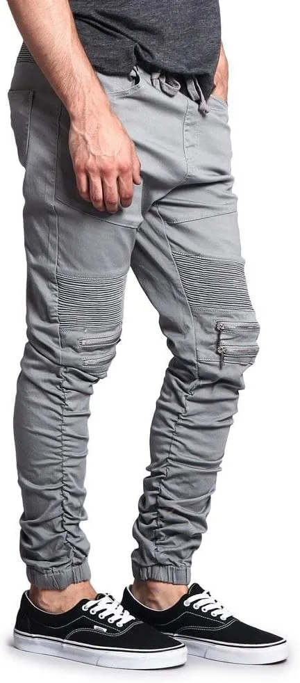 Zipper Knee Biker Twill Jogger Pants