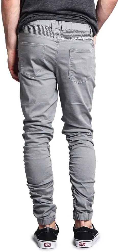 Zipper Knee Biker Twill Jogger Pants