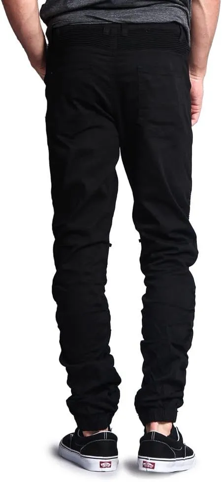 Zipper Knee Biker Twill Jogger Pants