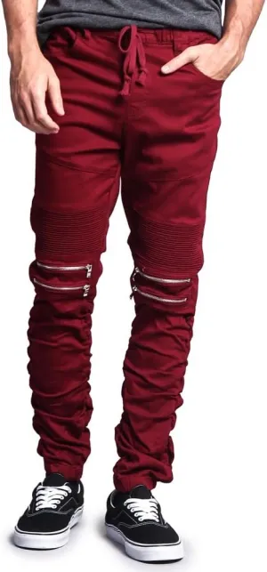 Zipper Knee Biker Twill Jogger Pants