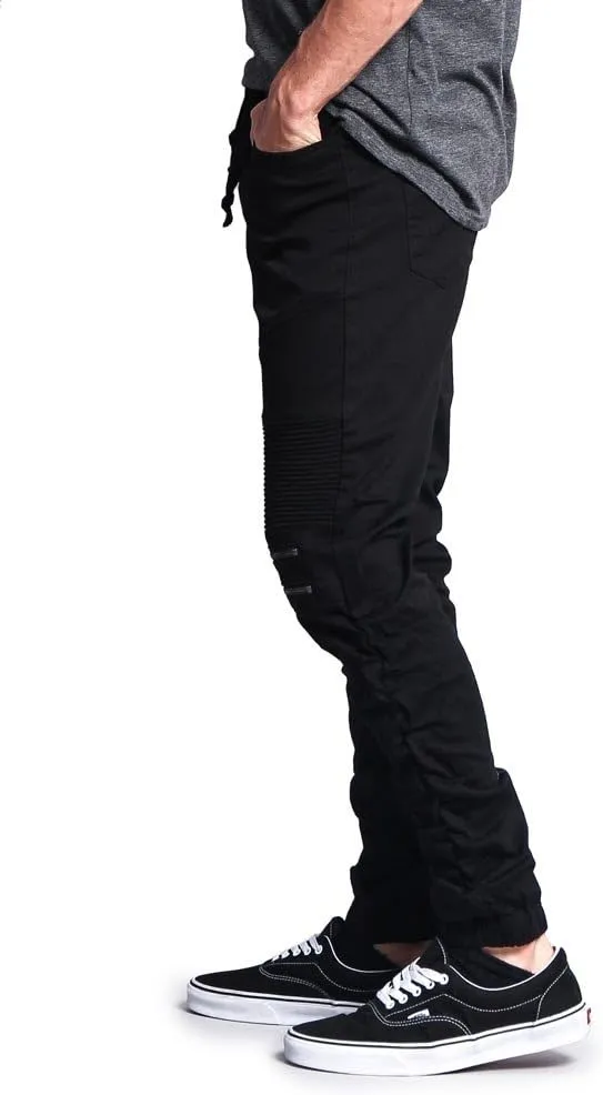 Zipper Knee Biker Twill Jogger Pants